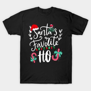 Santas Favorite Ho Funny Christmas Santa Hat Xmas Pajamas T-Shirt